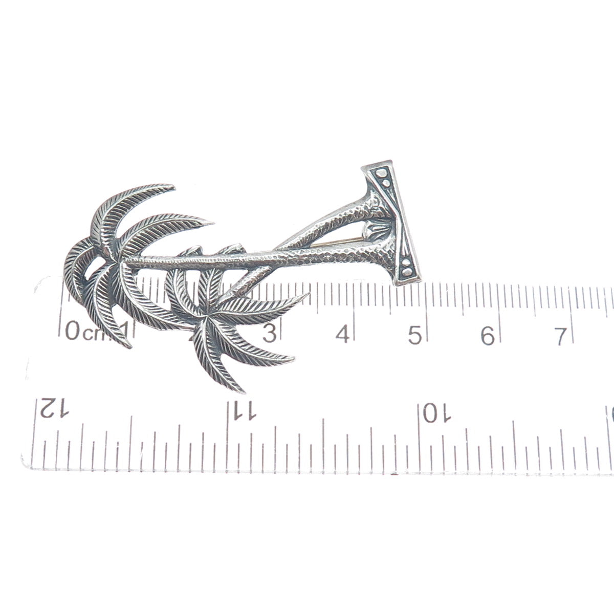 925 Sterling Silver Vintage Palm Tree Oxidized Pin Brooch