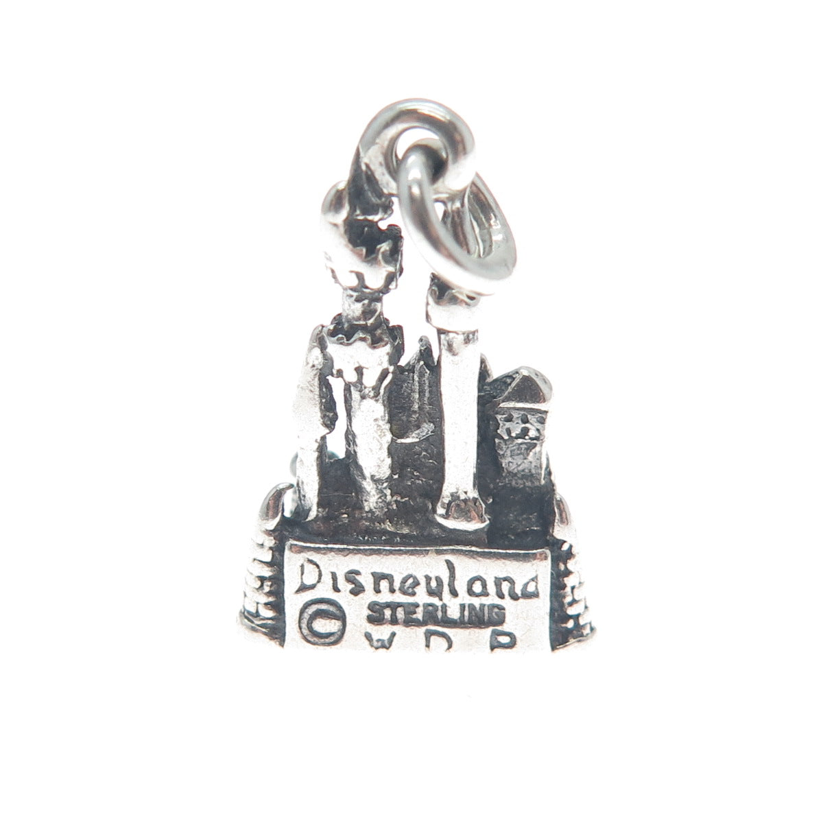 WALT DISNEY 925 Sterling Silver Vintage Cinderella Castle Mini 3D Charm Pendant