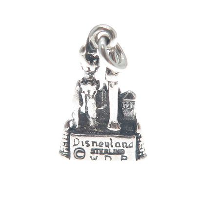 WALT DISNEY 925 Sterling Silver Vintage Cinderella Castle Mini 3D Charm Pendant