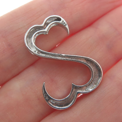 925 Sterling Silver Open Heart Slide Pendant