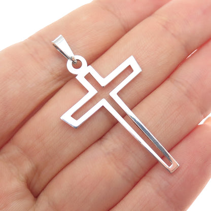 925 Sterling Silver Vintage Open Cross Charm Pendant
