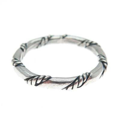 925 Sterling Silver Vintage Twisted Rope Oxidized Band Ring Size 7.5