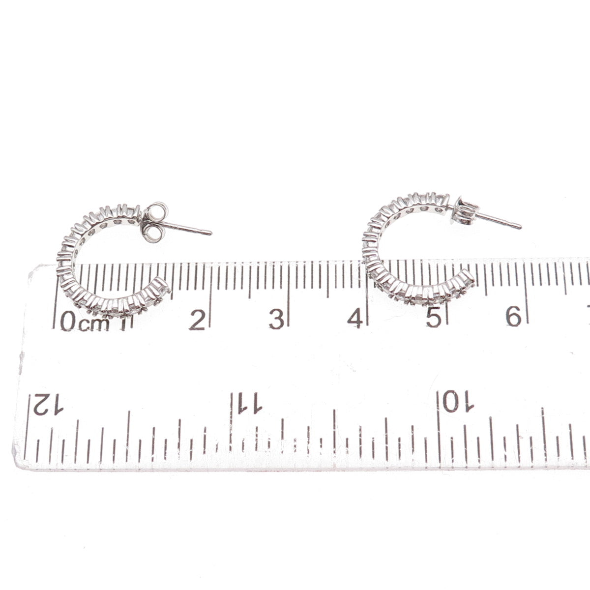 925 Sterling Silver Round-Cut C Z Hoop Earrings