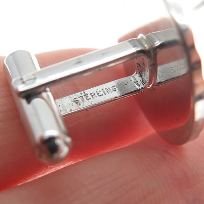 925 Sterling Silver Vintage PRK Diamond-Cut Round Cufflinks