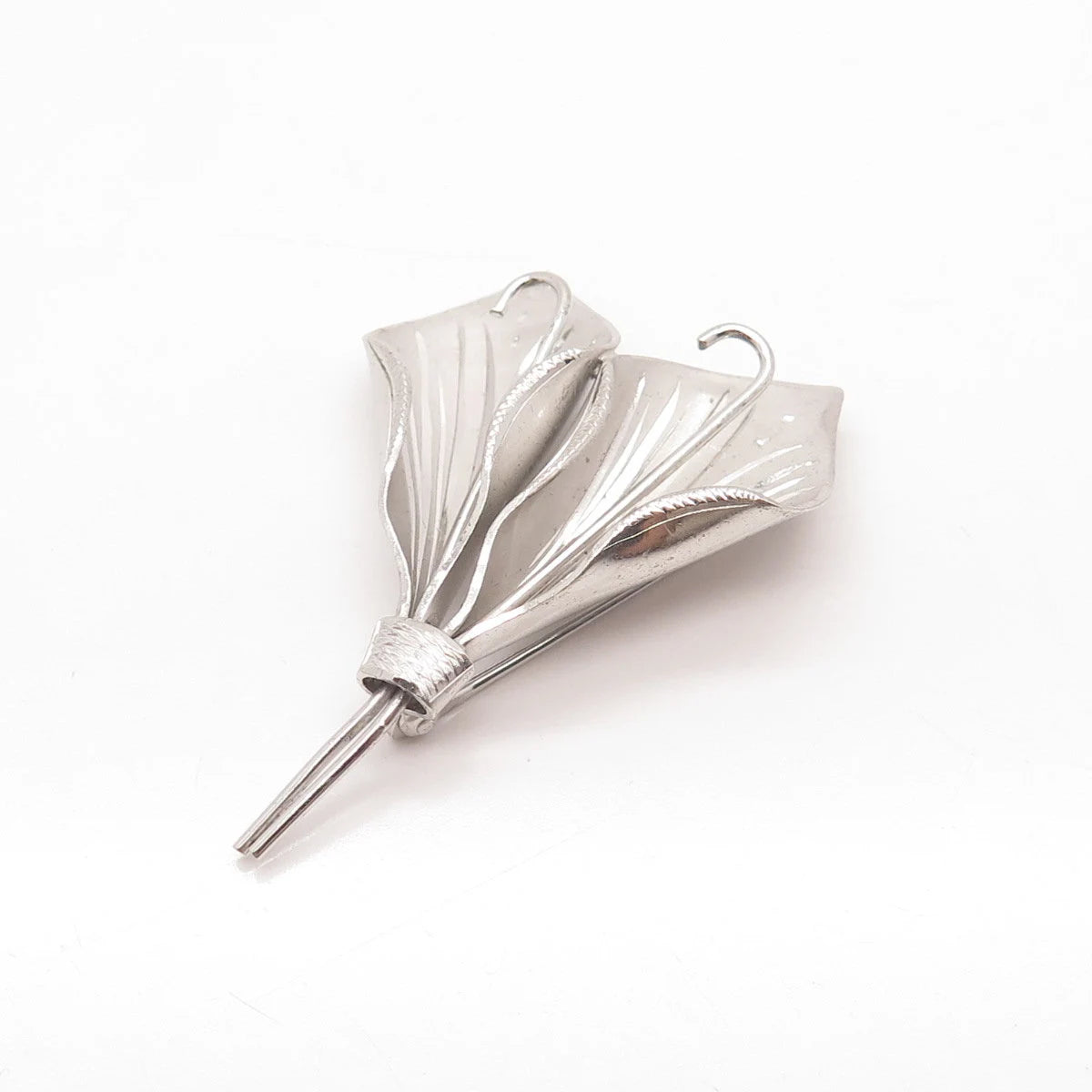 925 Sterling Silver Vintage Lily Floral Pin Brooch