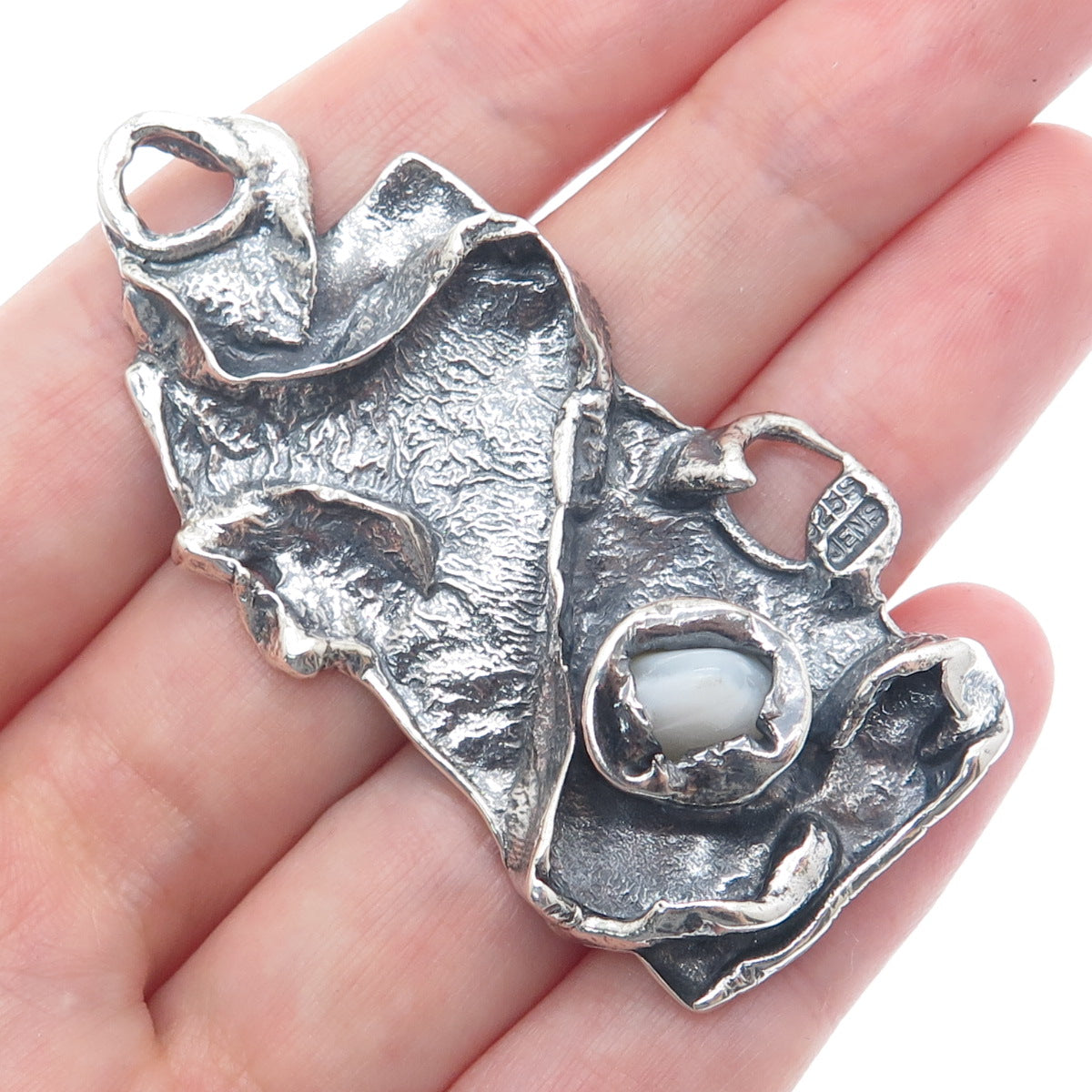 JENS PETER CLAUSEN GUDJONSSON Sterling Vintage Iceland Agate Brutalist Pendant