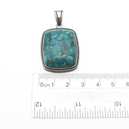 ANNIKA WITT 925 Sterling Silver Vintage Real Turquoise Inlay Charm Pendant