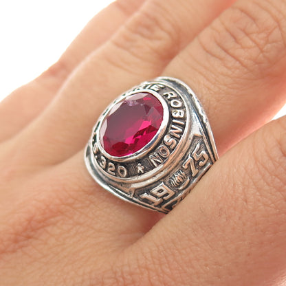 REED Sterling Vintage 1975 Lab-Created Ruby J. Robinson School Ring Size 10.25