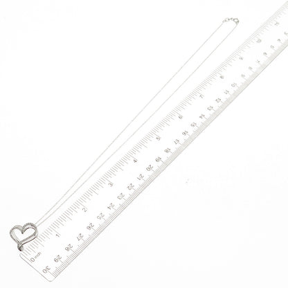 925 Sterling Silver Real Round-Cut Diamond Heart Cable Chain Necklace 20"