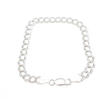 Han 925 Sterling Silver Italy Double Curb Link Bracelet 7.5"