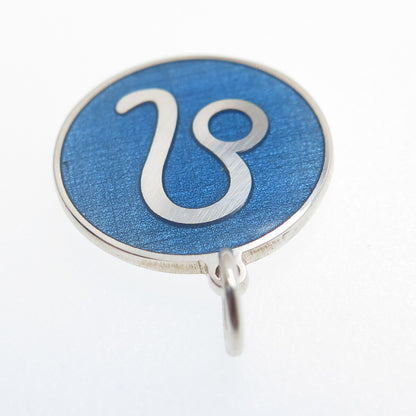925 Sterling Silver Blue Enamel Leo Zodiac Sign Minimalist Charm Pendant