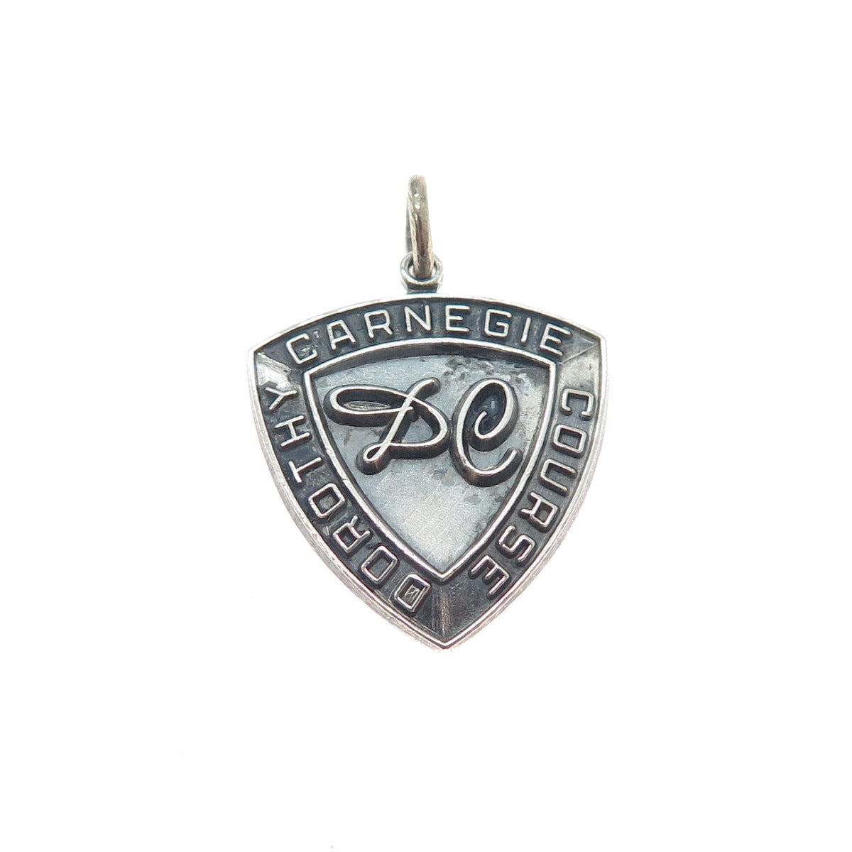 KINNEY 925 Sterling Silver Vintage Dorothy Carnegie Course Award Charm Pendant