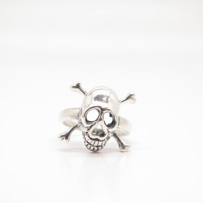 925 Sterling Silver Skull Biker Men's Ring Size 10