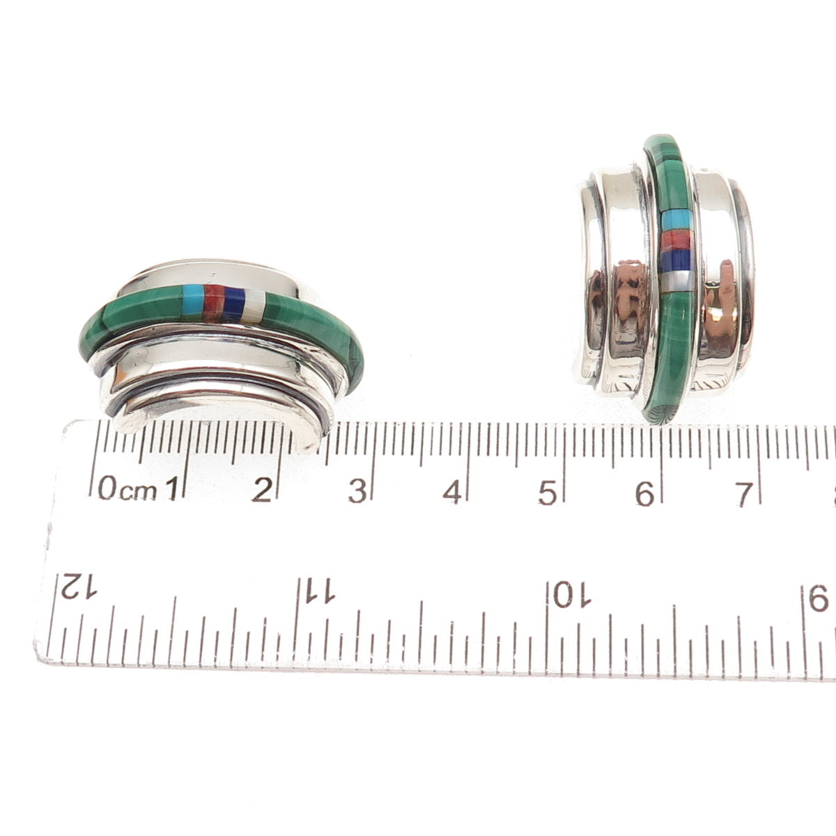 The Cut Above Old Pawn Sterling Silver Vintage 1986 Multi-Gem Tribal Earrings