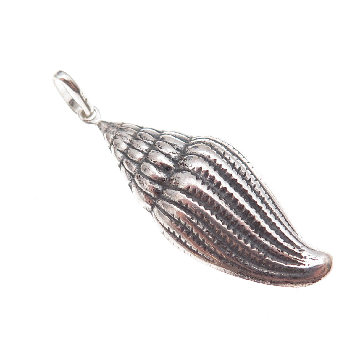 925 Sterling Silver Vintage Seashell Oxidized Charm Pendant
