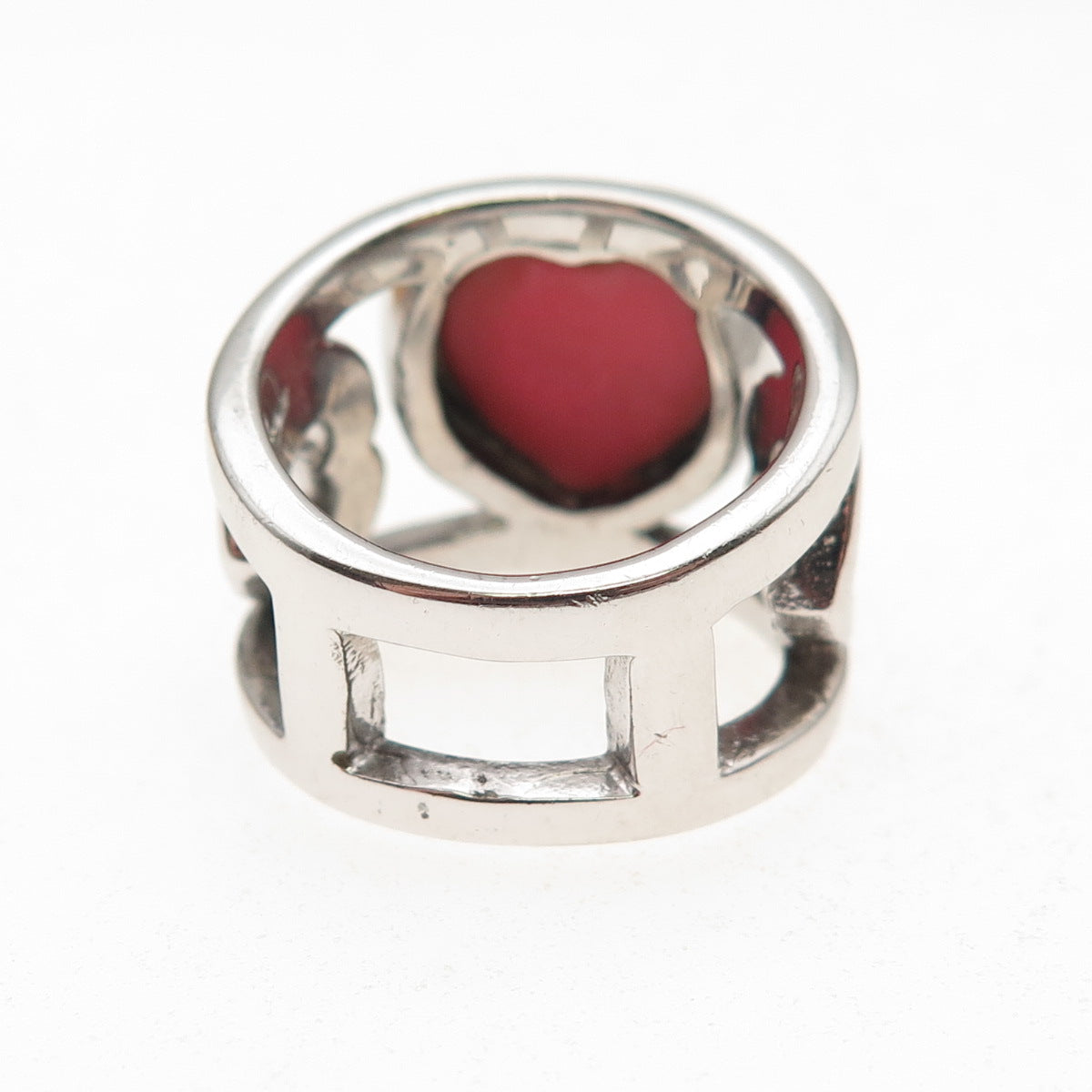 925 Sterling Silver Vintage Real MOP Heart Ring Size 7