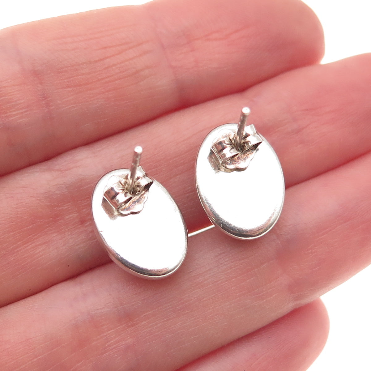 925 Sterling Silver Vintage Real Butterscotch Amber Oval Earrings