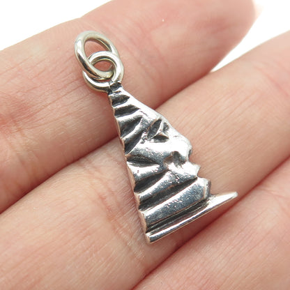 925 Sterling Silver Vintage Face Mountain Oxidized Charm Pendant