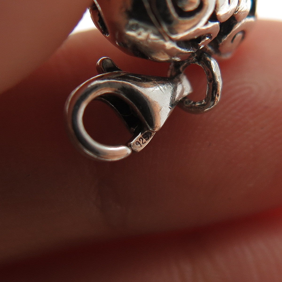 925 Sterling Silver Vintage Ornate Heart Lobster Lock Mini Charm Pendant
