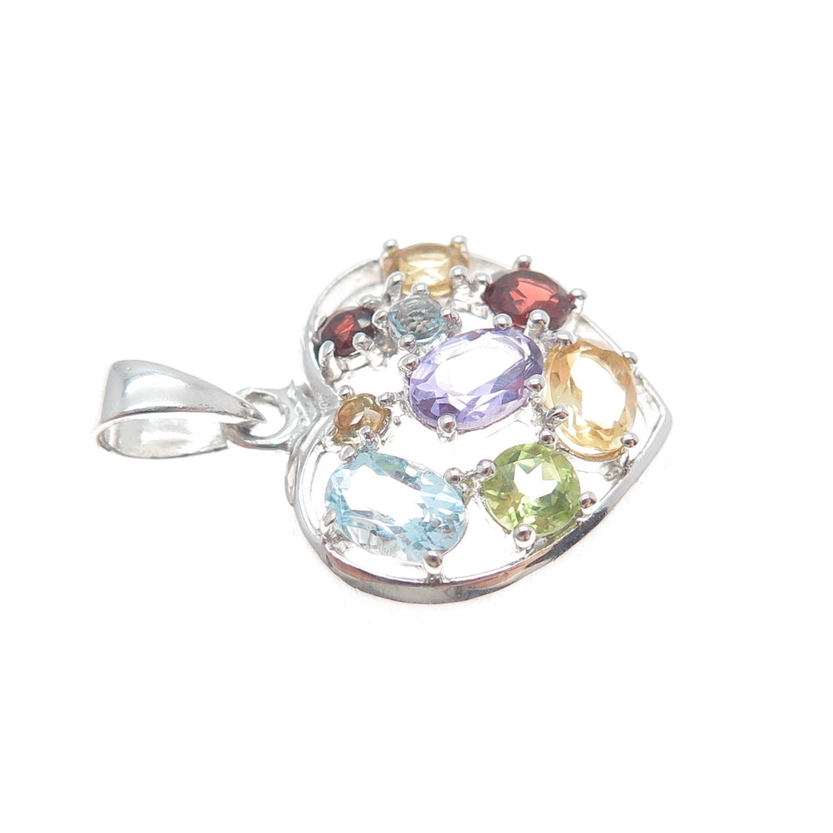 DBJ DEE BERKLE 925 Sterling Topaz Amethyst Peridot Citrine Garnet Heart Pendant