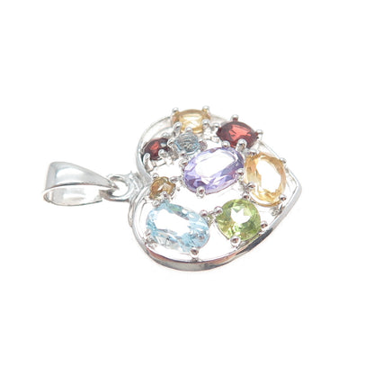 DBJ DEE BERKLE 925 Sterling Topaz Amethyst Peridot Citrine Garnet Heart Pendant