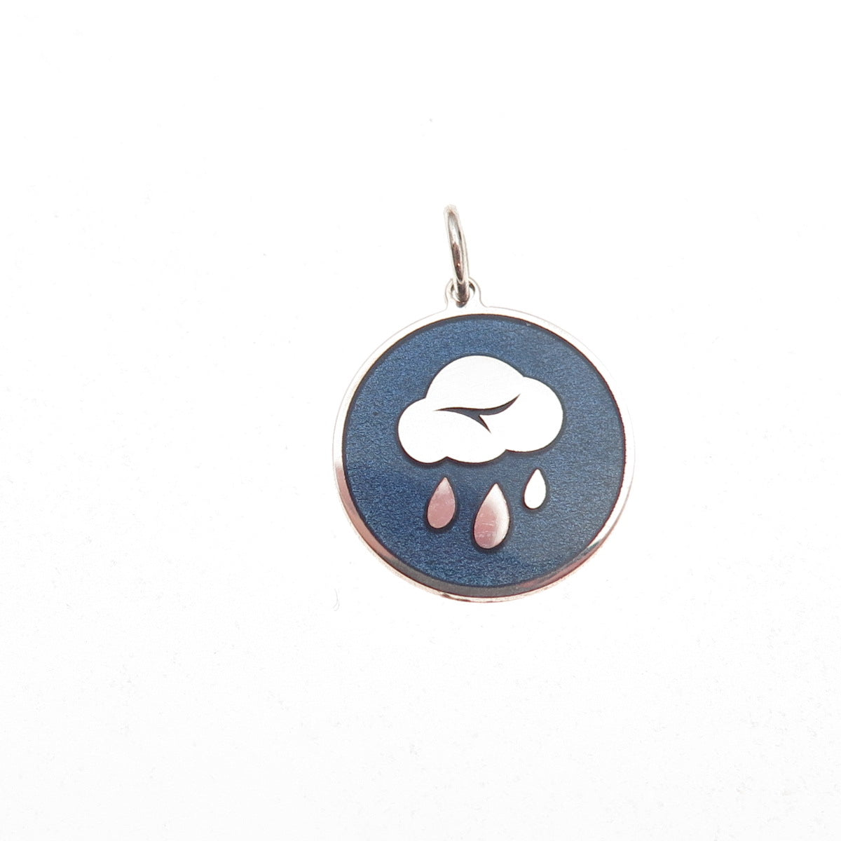 925 Sterling Silver Blue Enamel Rain Cloud Charm Pendant