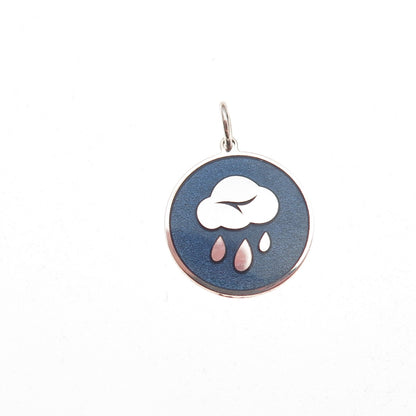 925 Sterling Silver Blue Enamel Rain Cloud Charm Pendant