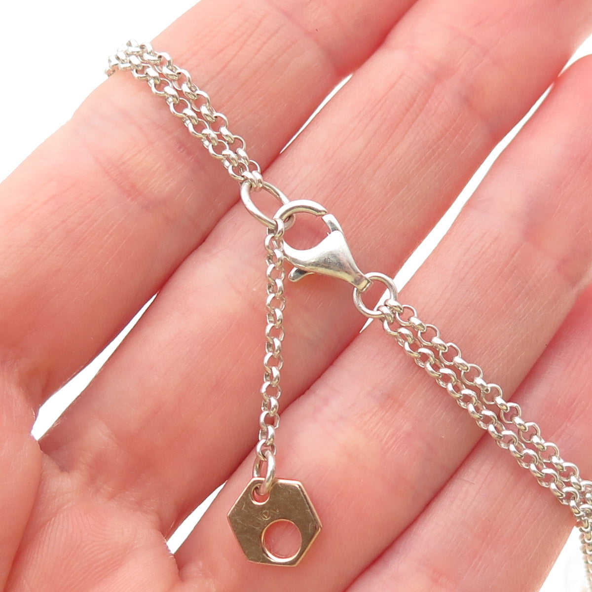 Christofle Sterling Silver 2-Tone C De Christofle Rolo Double Chain Necklace 30"