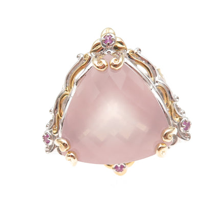 Michael Valitutti Gems En Vogue 925 Sterling Rose Quartz Sapphire Ring Size 8.25