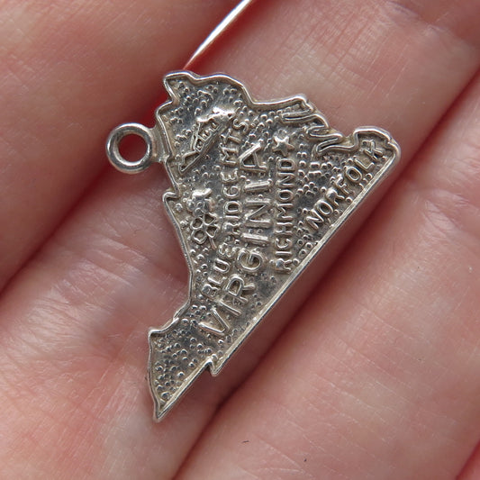 FRENCH & FRANKLIN Sterling Silver Vintage Virginia Oxidized Minimalist Pendant