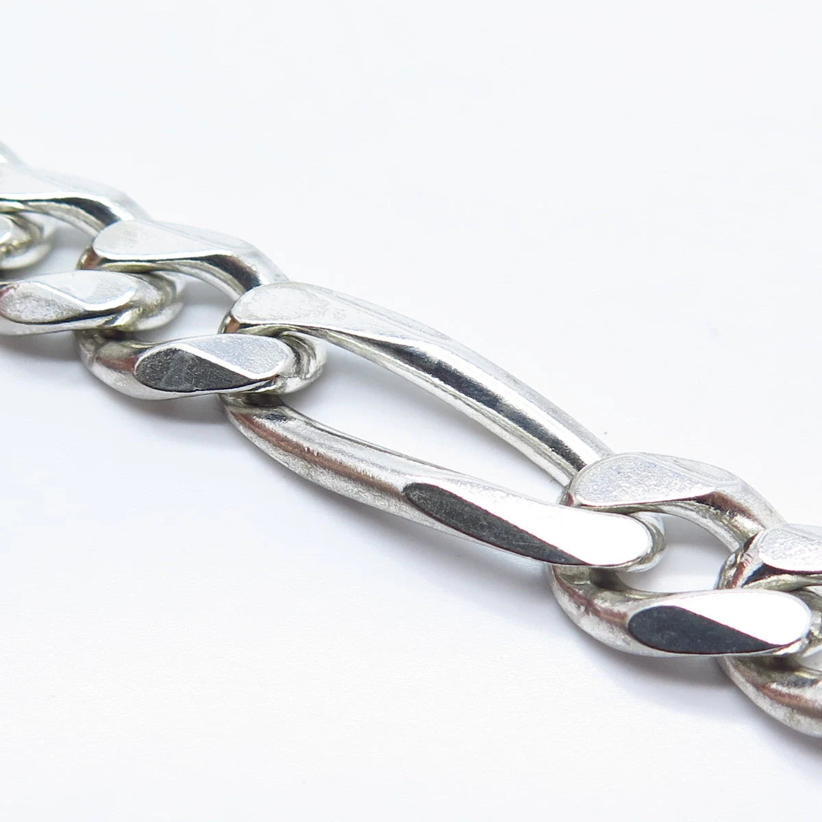 925 Sterling Silver Vintage Figaro Link Bracelet 8.5"