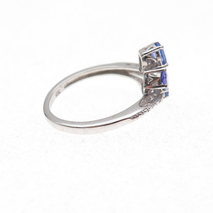 Chuck Clemency 925 Sterling Silver Real Oval-Cut Tanzanite Bypass Ring Size 8.25