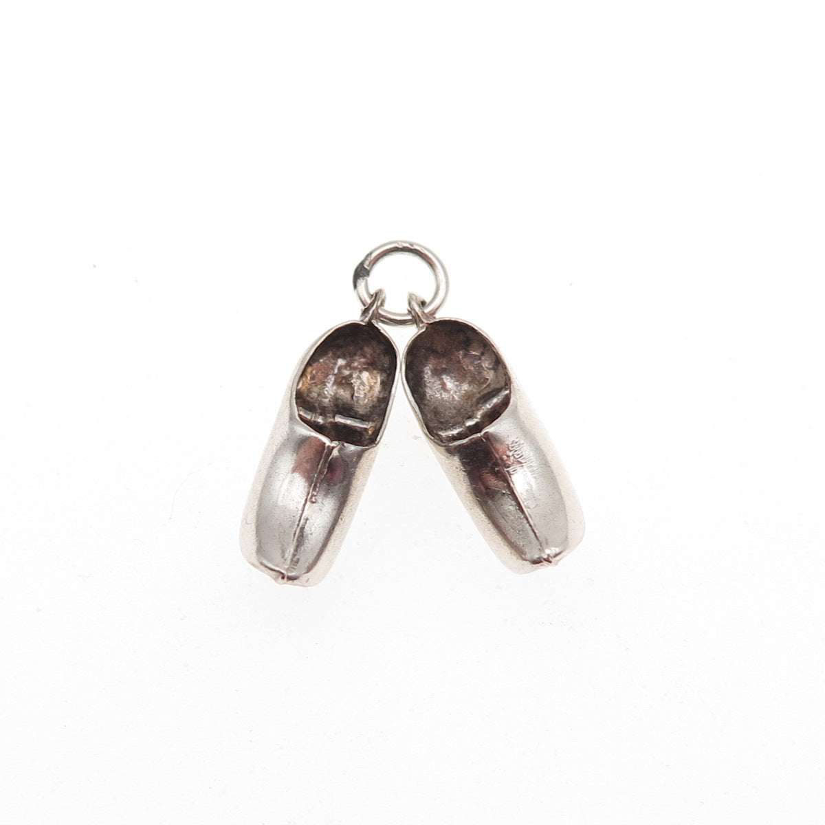 835 Silver Vintage Dutch Clog Shoes Oxidized 3D Mini Charm Pendant