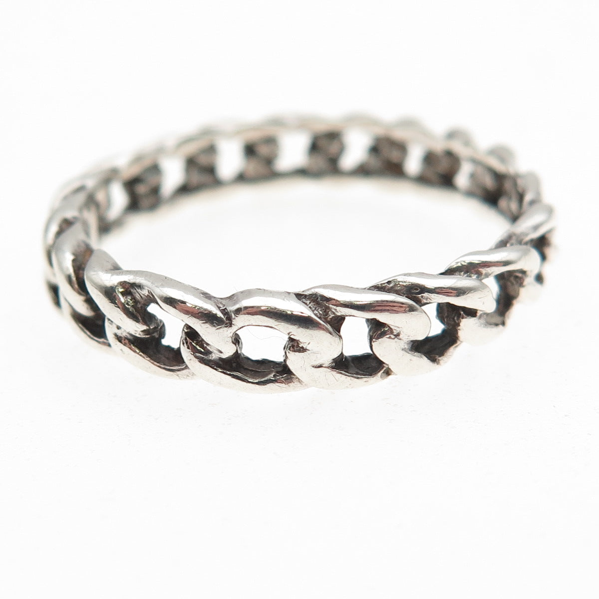 925 Sterling Silver Vintage Curb Link Oxidized Band Ring Size 13.25
