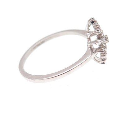 D'Joy 925 Sterling Silver Real Round-Cut Diamond Snowflake Ring Size 7.25
