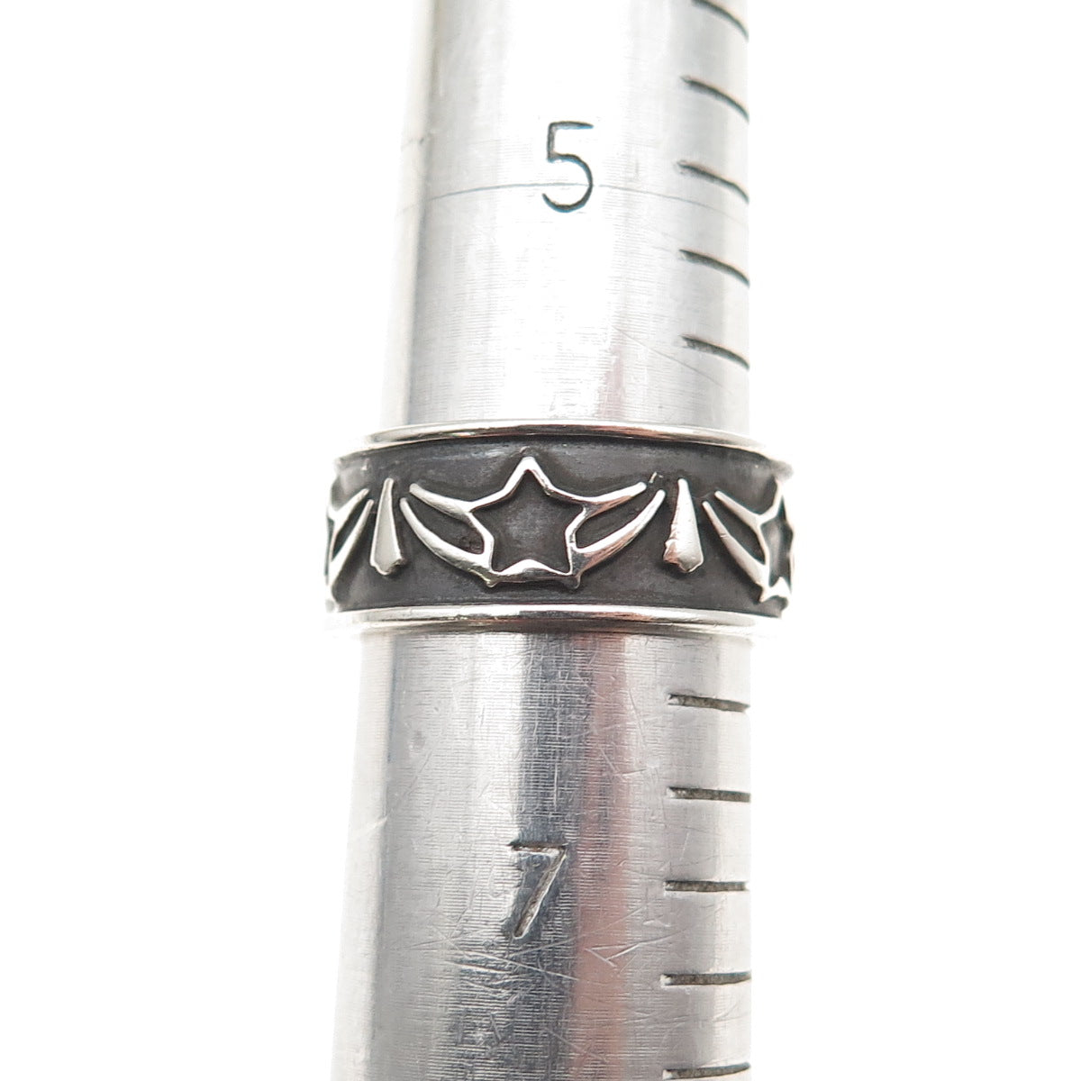 925 Sterling Silver Vintage Mexico Star Oxidized Band Ring Size 6.25