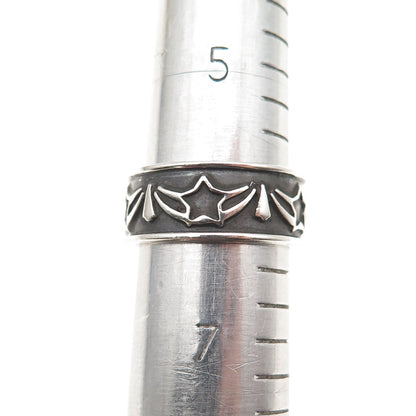 925 Sterling Silver Vintage Mexico Star Oxidized Band Ring Size 6.25