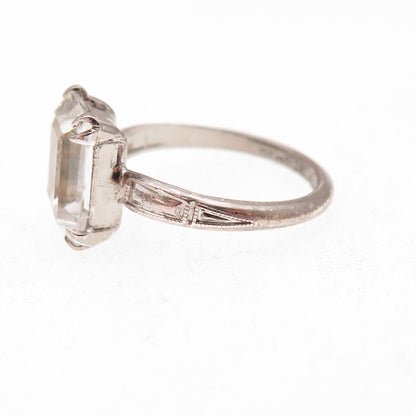 McGrath Hamin 925 Sterling Antique Art Deco Rhinestone Engagement Ring Size 5.75