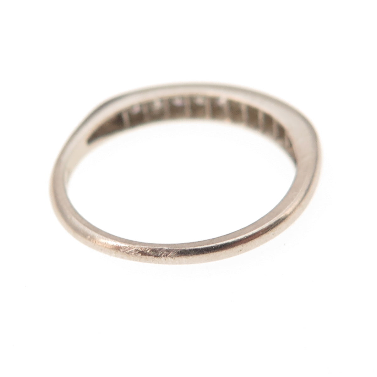 Platinum Antique Real Round-Cut Diamond Engraved Ring Size 5
