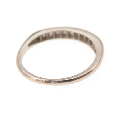 Platinum Antique Real Round-Cut Diamond Engraved Ring Size 5