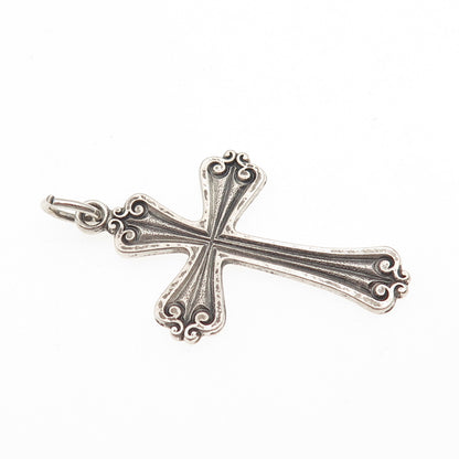 925 Sterling Silver Vintage Cross Religious Oxidized Charm Pendant
