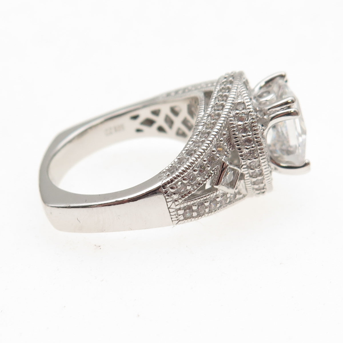 TYCOON 925 Sterling Silver Multi-Cut C Z Engagement Ring Size 7.25