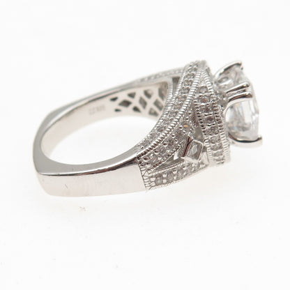 TYCOON 925 Sterling Silver Multi-Cut C Z Engagement Ring Size 7.25