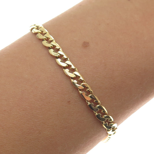 925 Sterling Silver Gold Plated Vintage Mariner Curb Link Bracelet 8.25"