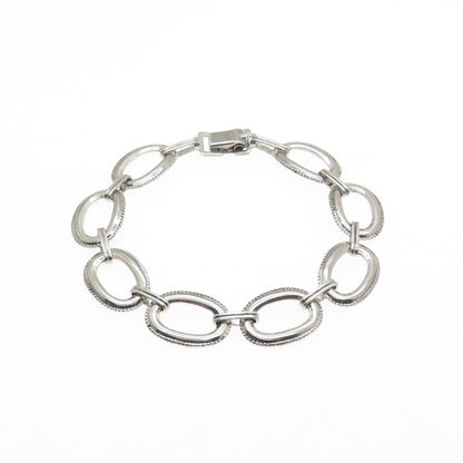 W. E. RICHARDS 925 Sterling Silver Antique Art Deco Oval Link Bracelet 6.25"