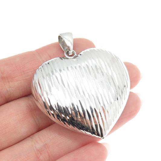 GIOIELLI DI VALENZA 925 Sterling Silver Vintage Italy Puffy Heart Pendant