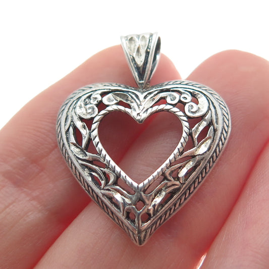 MORNING SUN INC 925 Sterling Silver Vintage Open Heart Pendant