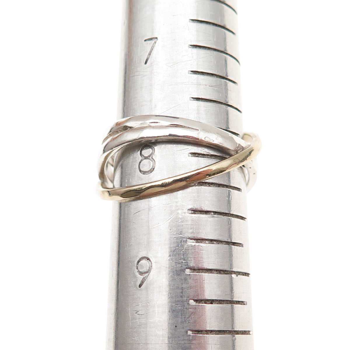 Silpada 925 Sterling Silver 2-Tone Vintage Hammered Crisscross Ring Size 8