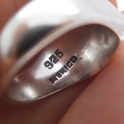 925 Sterling Silver Vintage Mexico Masonic Oxidized Signet Ring Size 9
