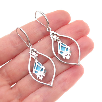 Chuck Clemency Sterling Silver Real Sleeping Beauty Turquoise Dangle Earrings